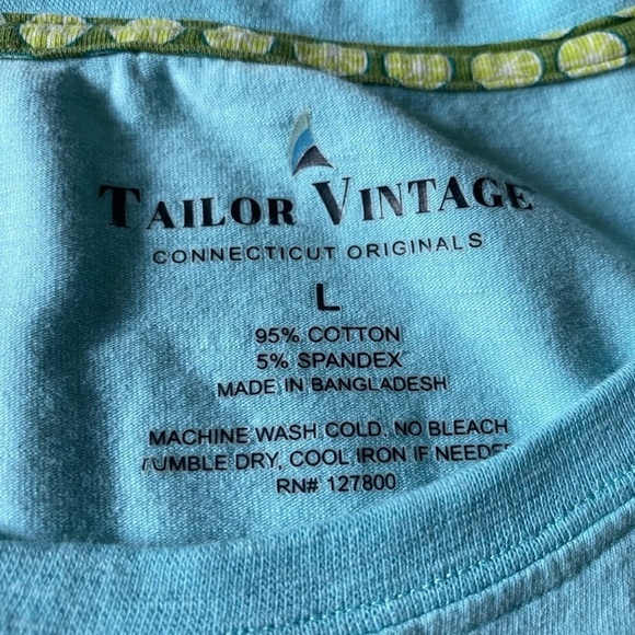 Tailor Vintage Lime Pocket Light Blue Short Sleeve Tee Size Large - Picture 4 of 7